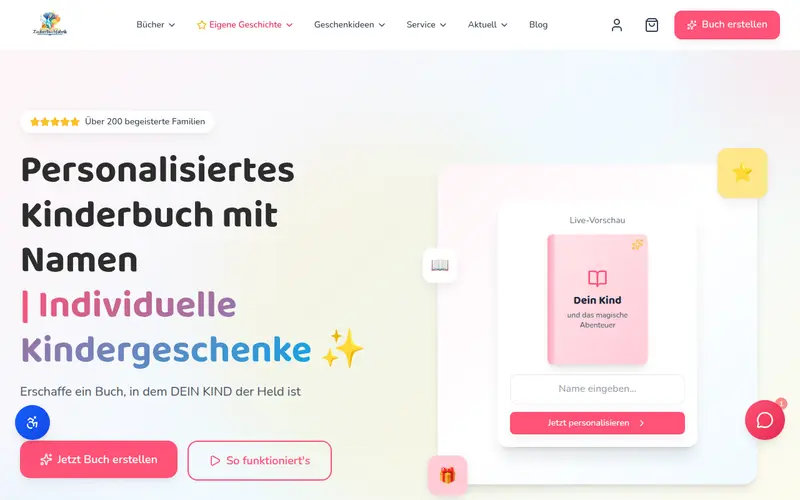 Website von Zauberbuchfabrik